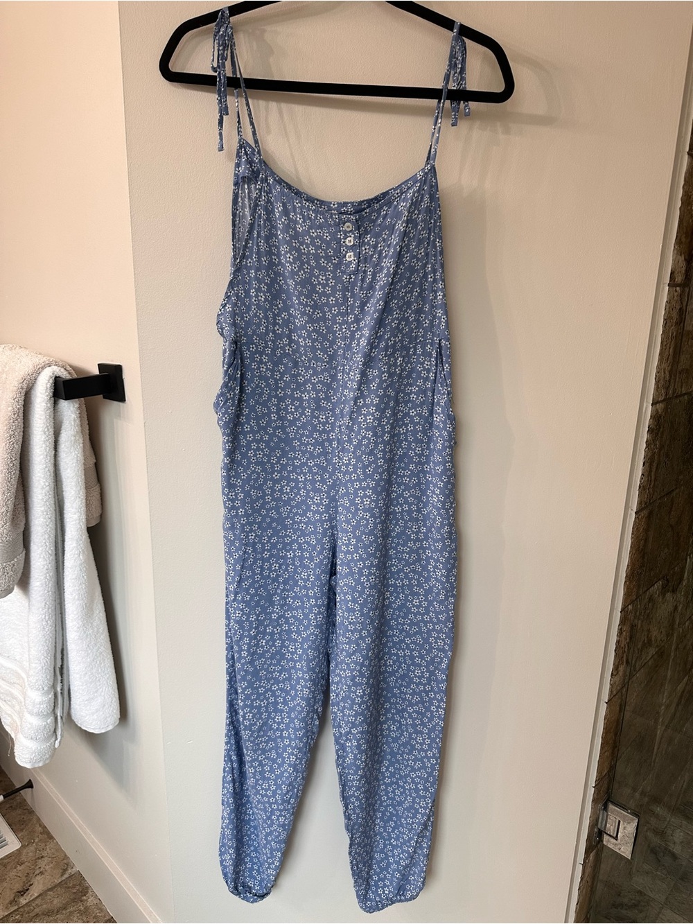 Smash + Tess Light Blue Floral Tie-Strap Jumpsuit